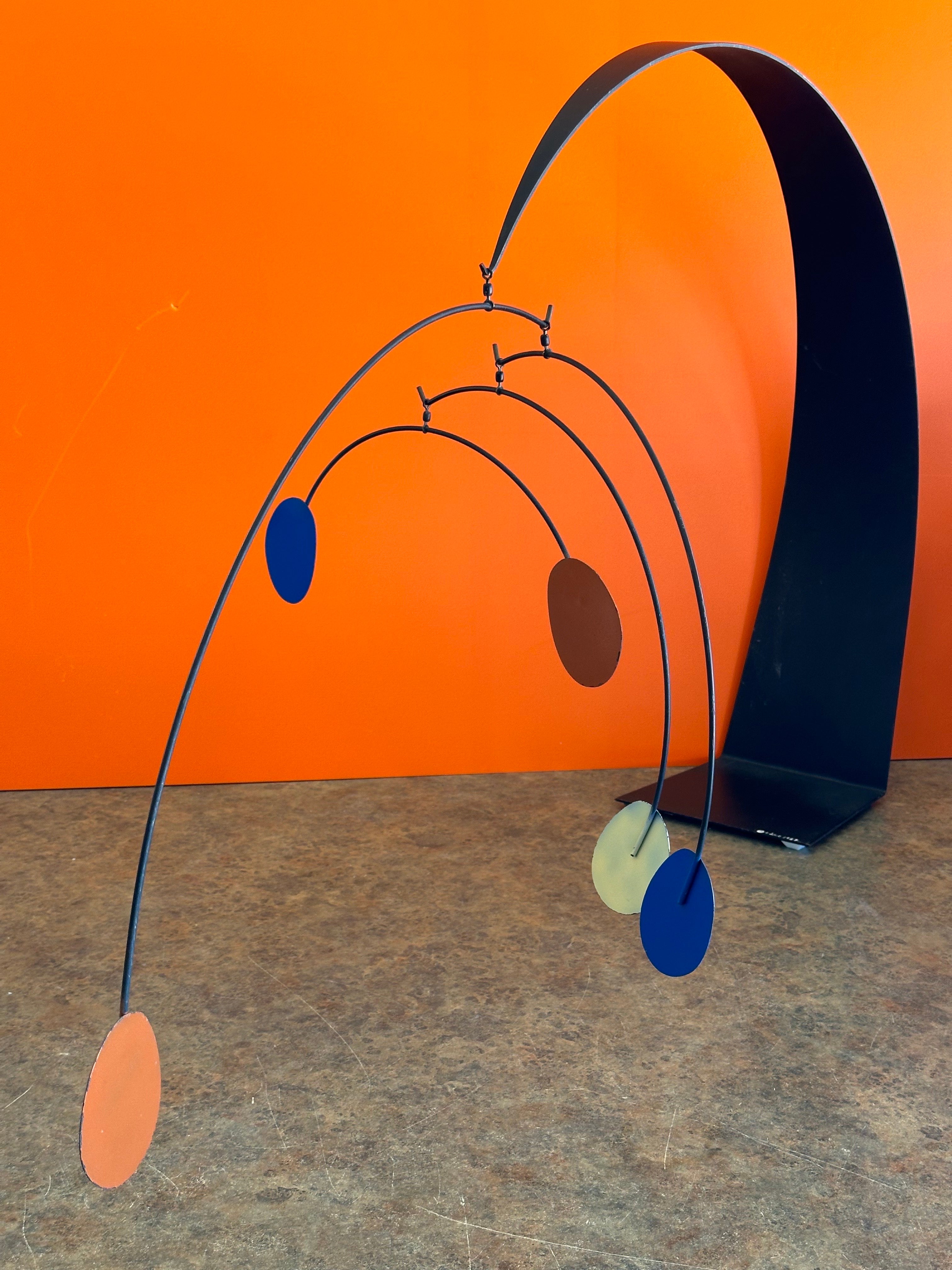 MCM Kinetic Painted Steel Mobile by C. Jere for Artisian House In Good Condition For Sale In San Diego, CA