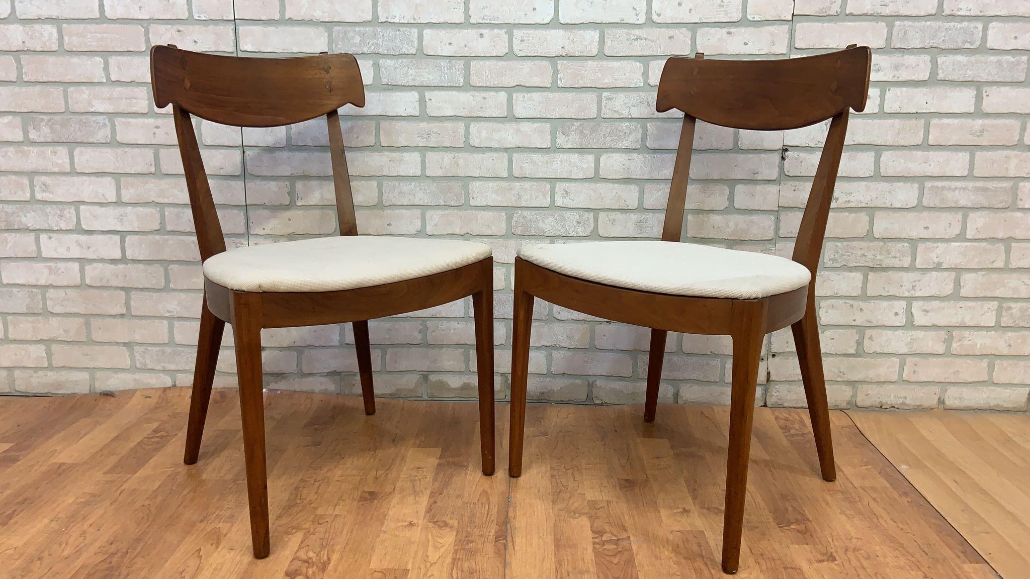 Wood MCM Kipp Stewart for Drexel Declaration Bowtie Back Side Chairs - Pair  For Sale