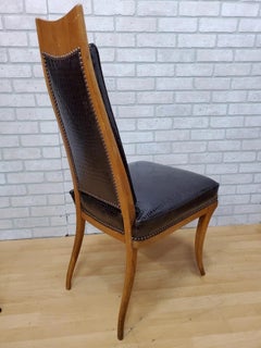 MCM Klismos Style Walnut Dining Chairs for Bethlehem Furniture Newly Upholstered