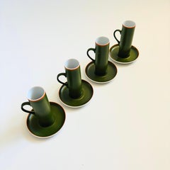 MCM LaGardo Tackett Green Demitasse Mugs and Saucers - Set of 4