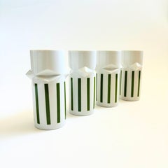 MCM LaGardo Tackett Green Striped Faceted Tumblers - Set of 4