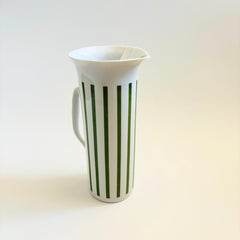 MCM LaGardo Tackett Green Striped Porcelain Pitcher