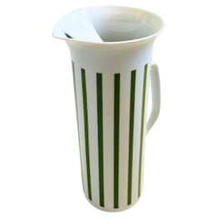 MCM LaGardo Tackett Green Striped Porcelain Pitcher