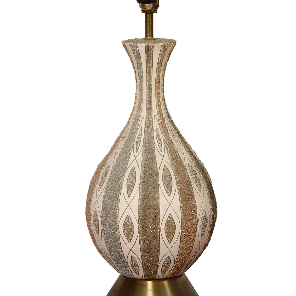 Mid-Century Modern MCM Lamp with Incised Decoration For Sale