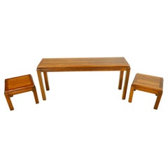 MCM Lane 3 Pieces Console et table d'appoint en noyer massif