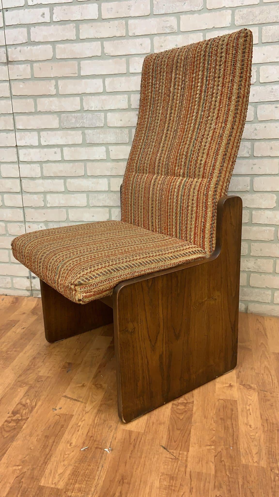 Hand-Carved MCM Lane Brutalist Paul Evans Style High Back Chair Dining Set - Set of 7 For Sale