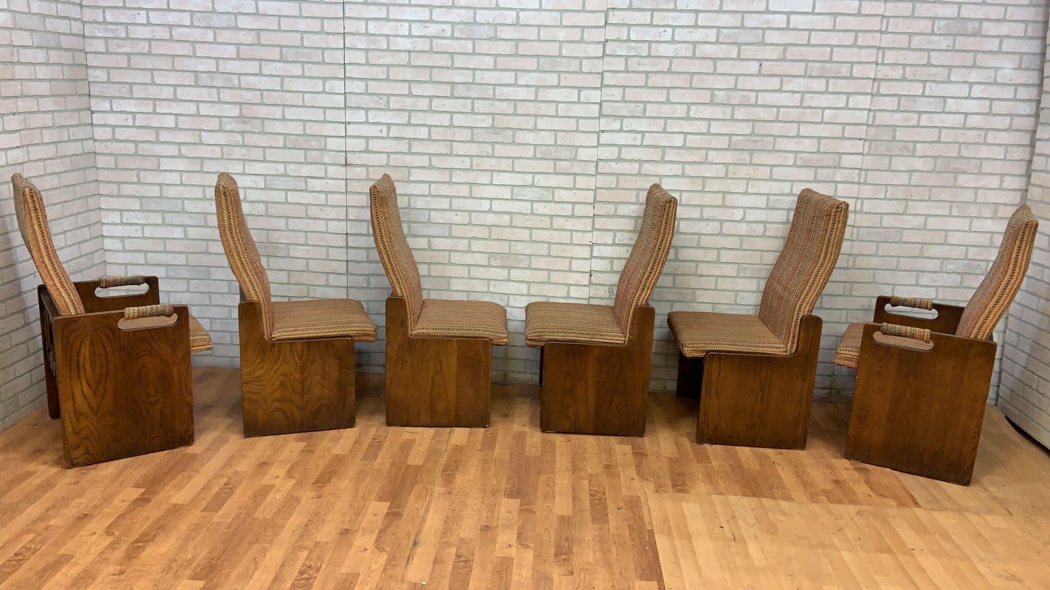 Ensemble de chaises de salle à manger à dossier haut de style Brutalist Paul Evans de MCM Lane - Ensemble de 7 en vente 1
