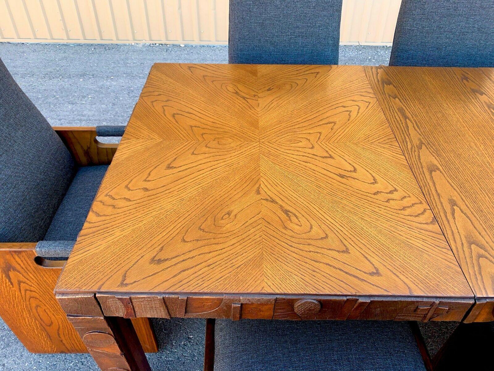 MCM Lane Mid Century Brutalist Dining Table and 8 Chairs Style of Paul Evans In Good Condition In Las Vegas, NV