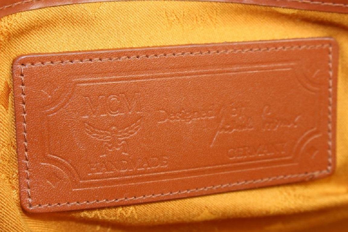 MCM - Grand sac à main Boston Monogram Viseto couleur cognac 106m16 Pour femmes en vente