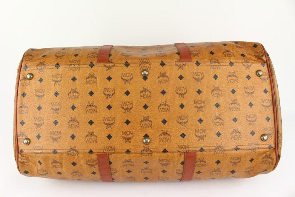 MCM - Grand sac à main Boston Monogram Viseto couleur cognac 106m16 en vente 3