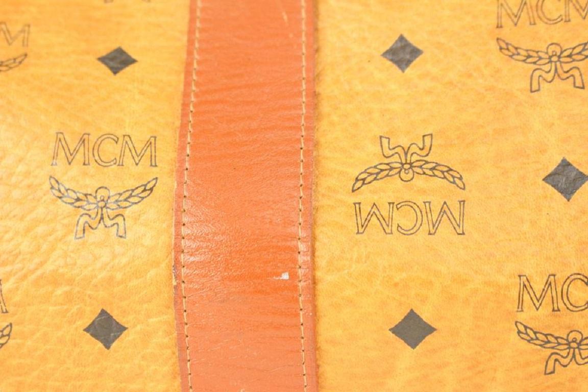 MCM Large Cognac Monogram Visetos Boston Duffle Bag 107m41 For Sale 2