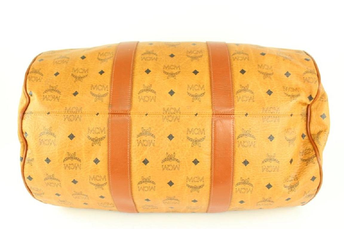 MCM Large Cognac Monogram Visetos Boston Duffle Bag 107m41 For Sale 1