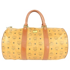 MCM Large Cognac Monogram Visetos Boston Duffle Bag 107m41