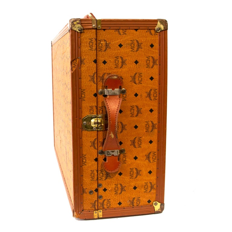 MCM Large Cognac Travel Trunk Luggage For Sale at 1stdibs