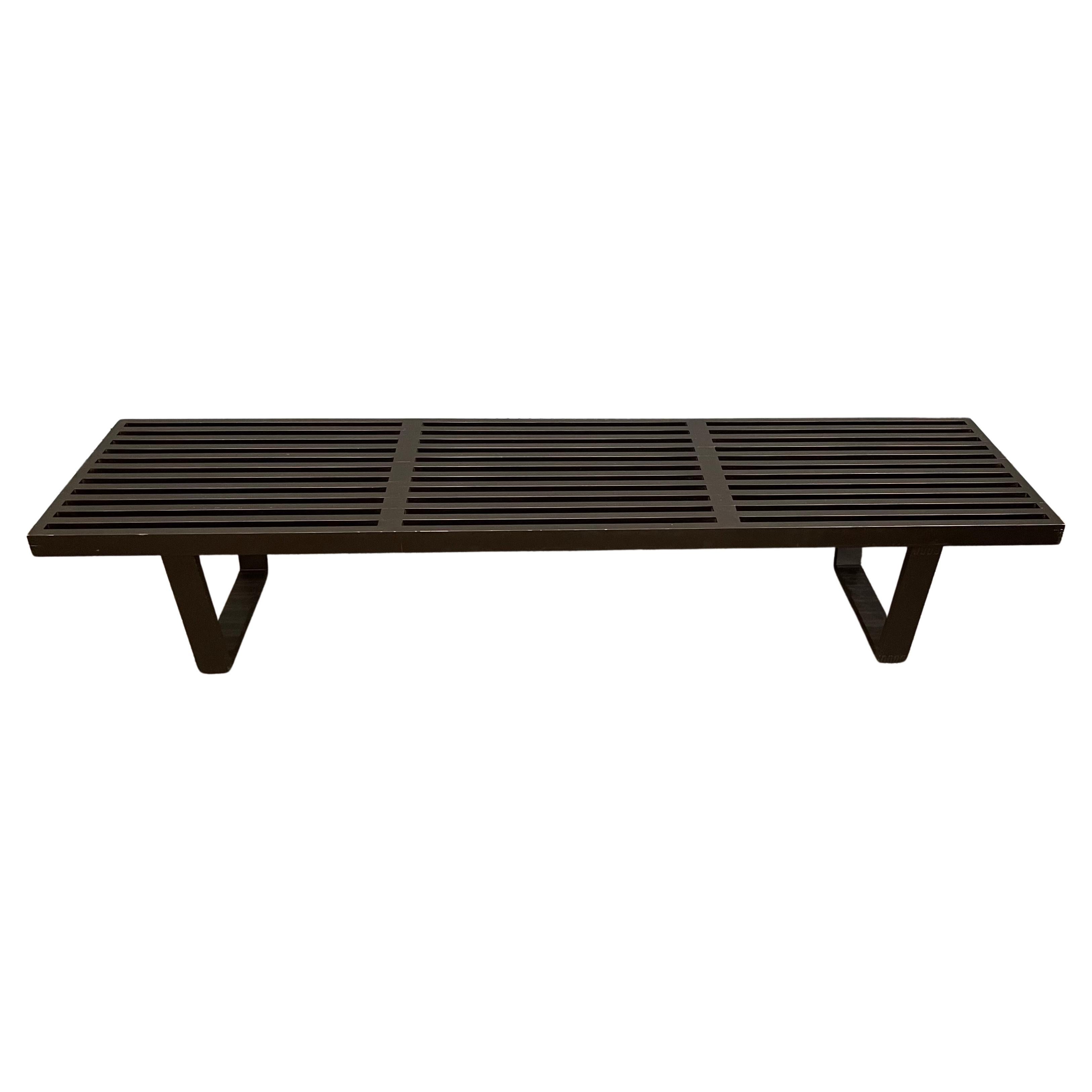 A true one-of-a-kind design! MCM large platform slat bench or coffee table by George Nelson for Herman Miller, circa 2004. The bench is in good condition with some knicks and dings due to use; the piece measures 72