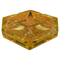 MCM Large Yellow Crystal Cigar Ashtray by Moser Glassworks