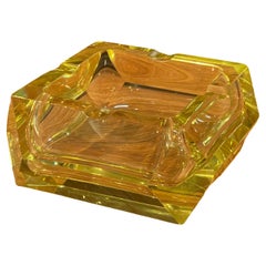 MCM Large Yellow Crystal Cigar Ashtray by Moser Glassworks