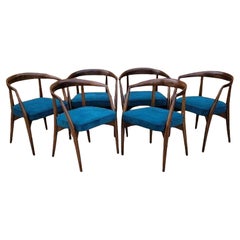 Sedie da pranzo Lawrence Peabody in noce appena rivestite in verde acqua - set di 6