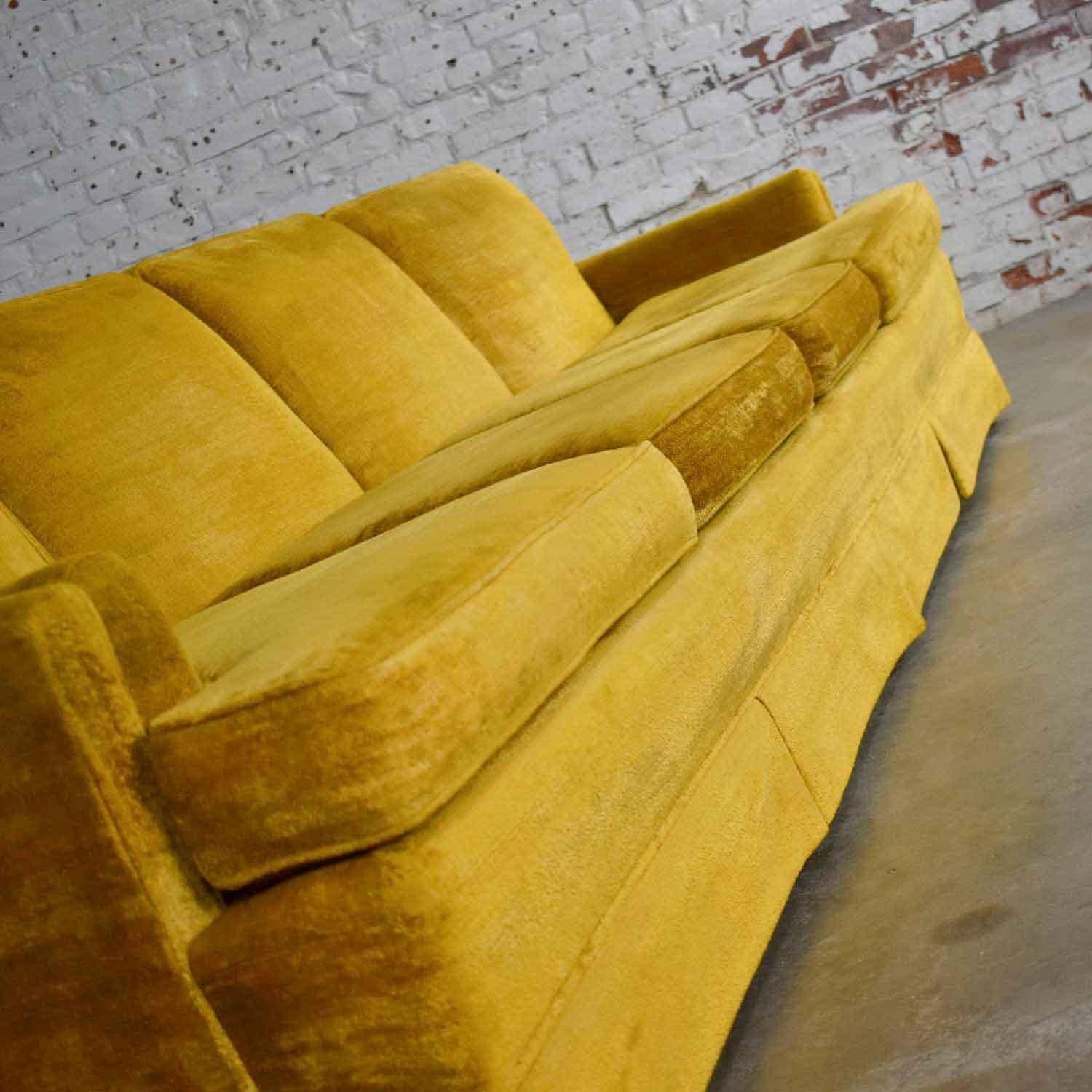 MCM Lawson Style 4 Cushion Gold Velvet Sofa Park Slope Coll. Abraham & Straus 1