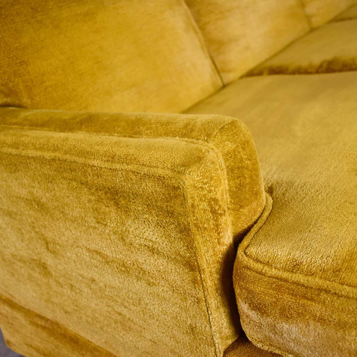MCM Lawson Style 4 Cushion Gold Velvet Sofa Park Slope Coll. Abraham & Straus 2
