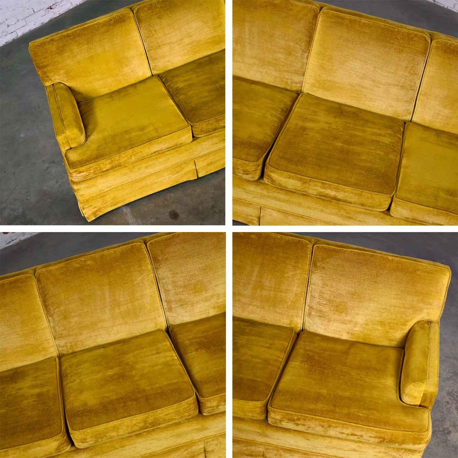 MCM Lawson Style 4 Cushion Gold Velvet Sofa Park Slope Coll. Abraham & Straus 3