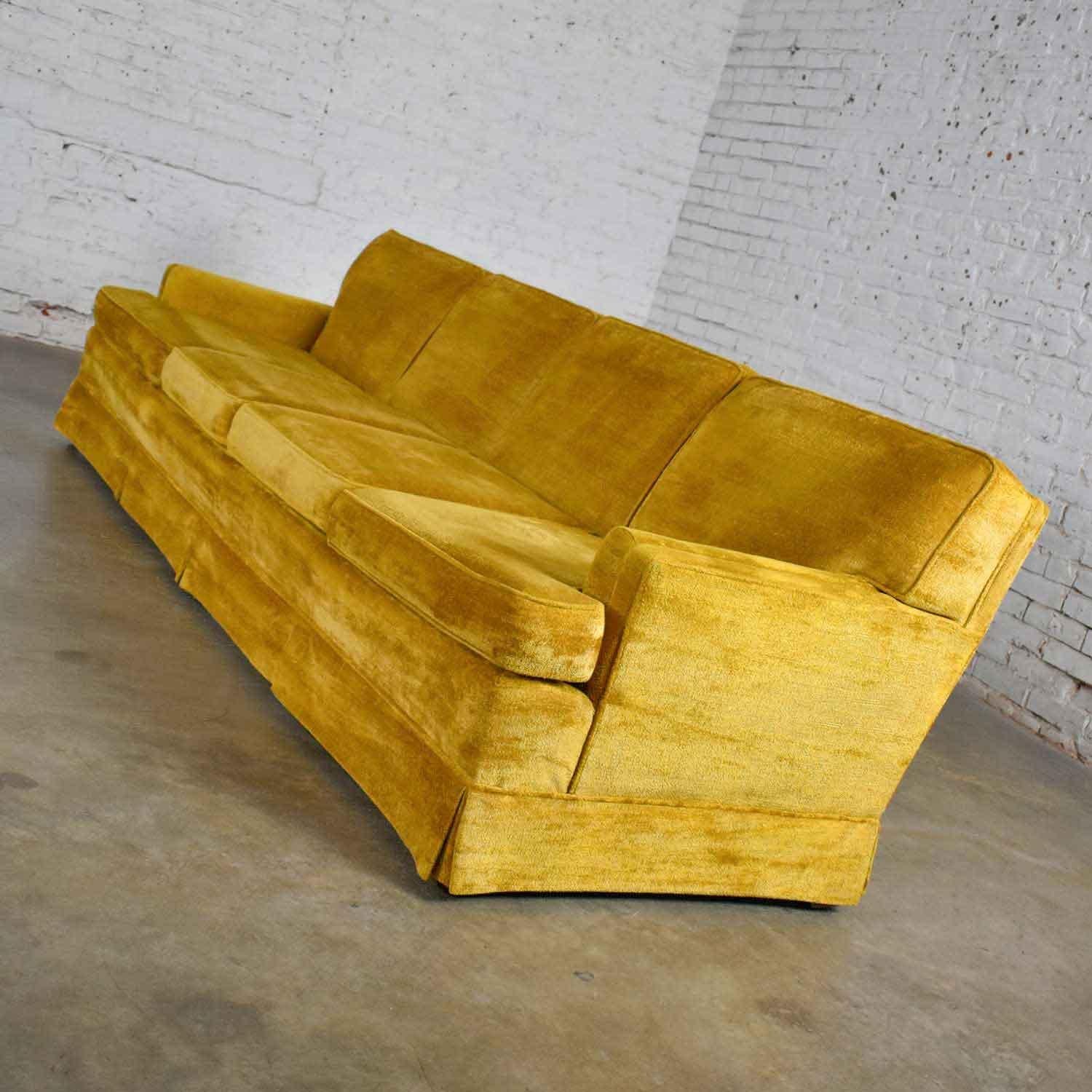 yellow velvet couch vintage