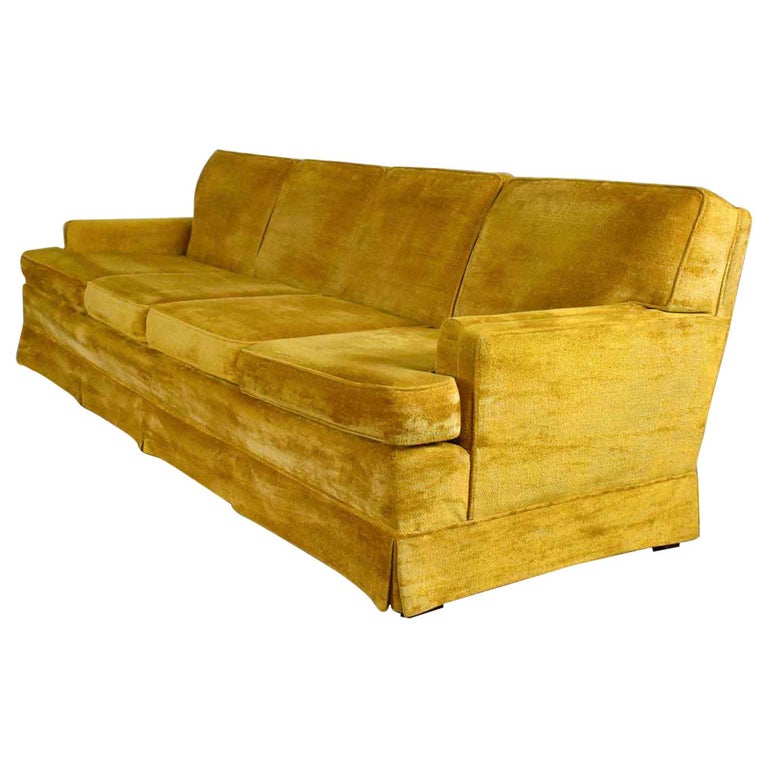 MCM Lawson Style 4 Cushion Gold Velvet Sofa Park Slope Coll. Abraham and  Straus at 1stDibs | gold velvet couch, 4 cushion couch, gold velvet sofas