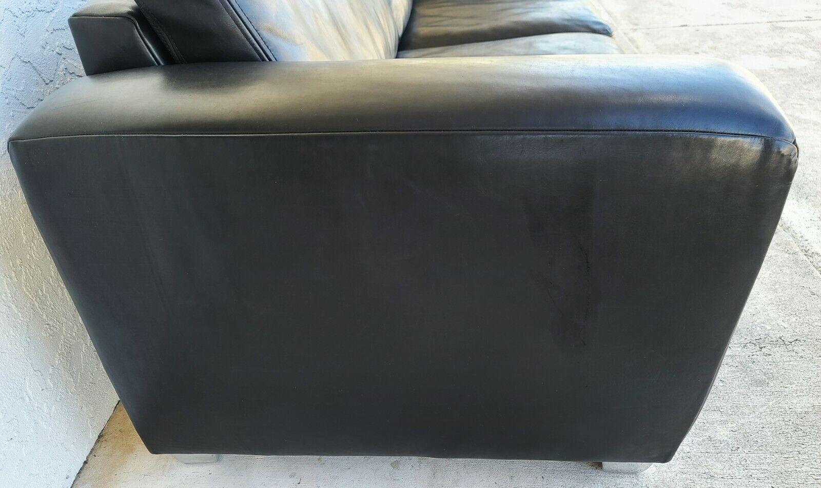 Mid-Century Modern MCM Leather Black Sofa by Koinor Germany