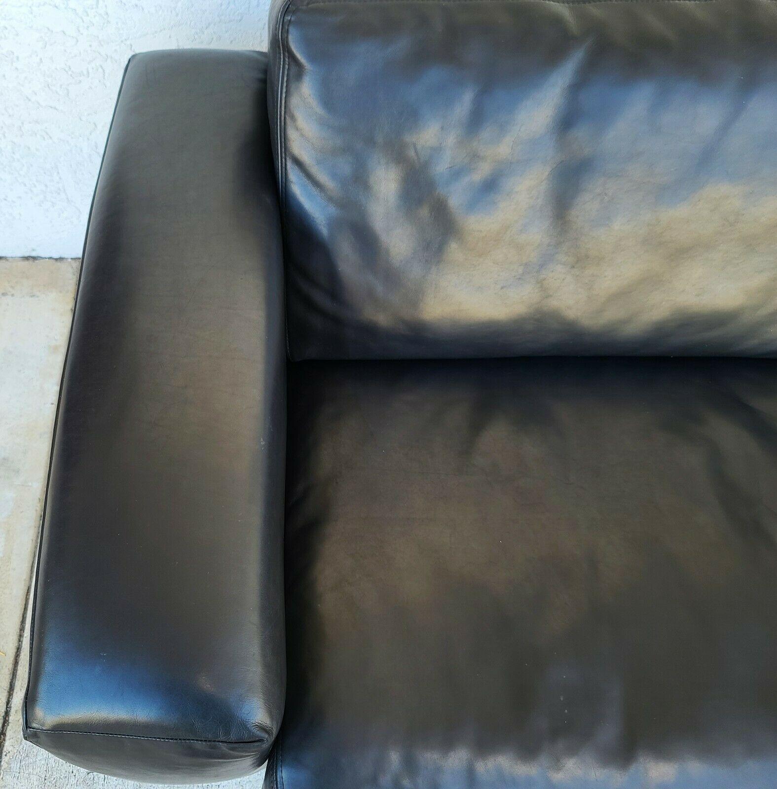 20th Century MCM Leather Black Sofa by Koinor Germany