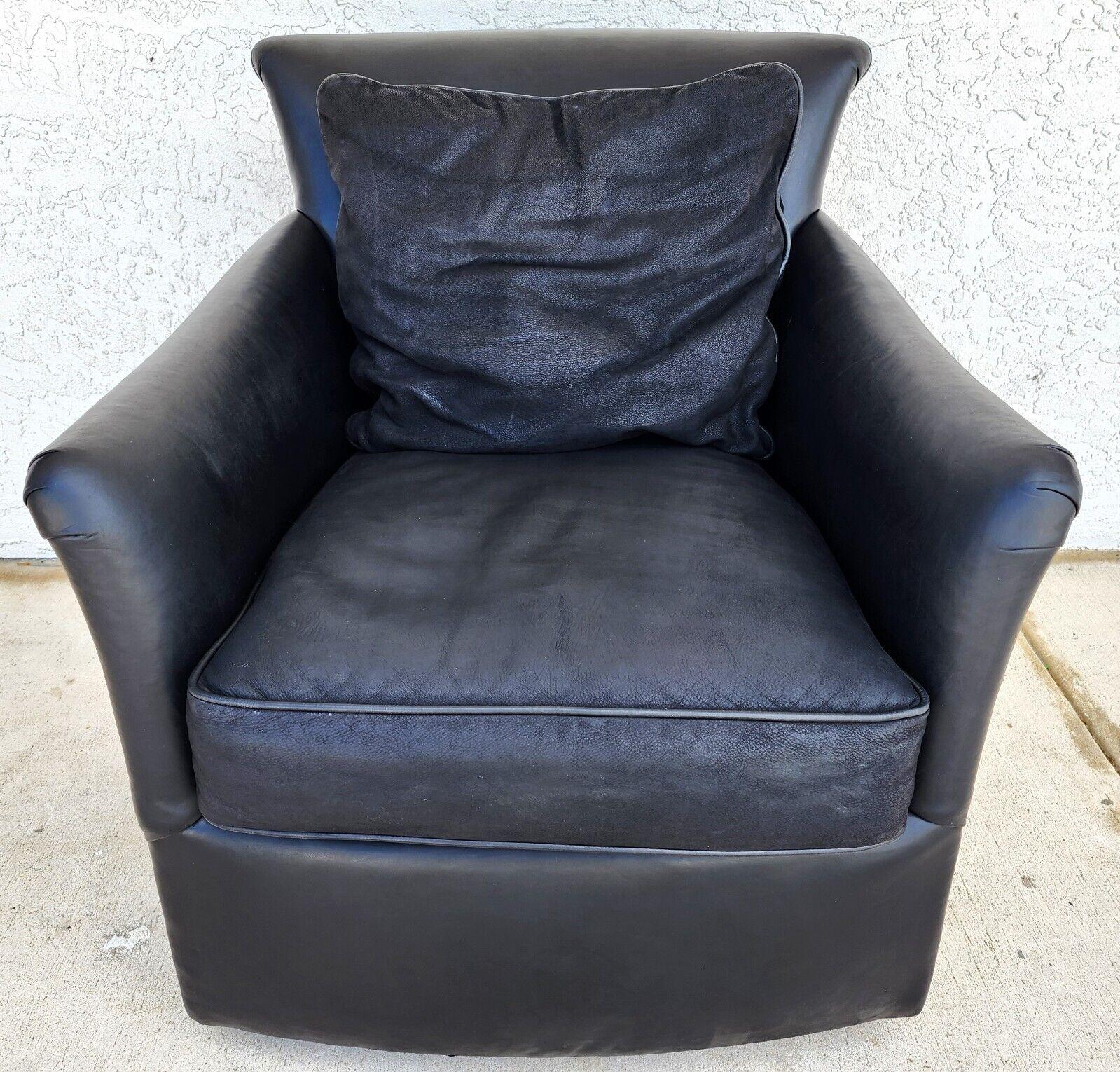 For FULL item description click on CONTINUE READING at the bottom of this page.

Offering One Of Our Recent Palm Beach Estate Fine Furniture Acquisitions Of A
Vintage MCM Leather Club Chair by Century Furniture Co
With a full 360 swivel and a down