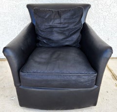 MCM Leather Club Swivel Chair by Century Furniture Co