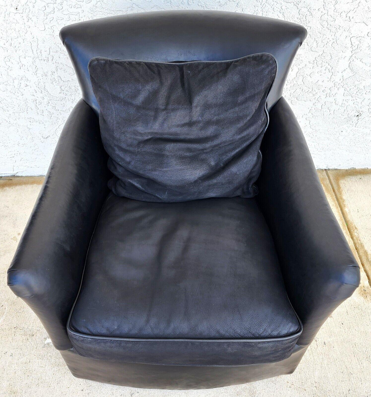 Mid-Century Modern MCM Leather Club Swivel Chair by Century Furniture Co For Sale