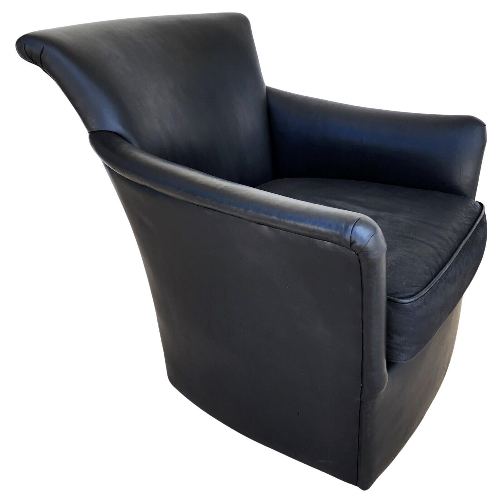MCM Leather Club Swivel Chair by Century Furniture Co