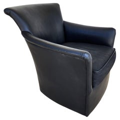 Retro MCM Leather Club Swivel Chair by Century Furniture Co