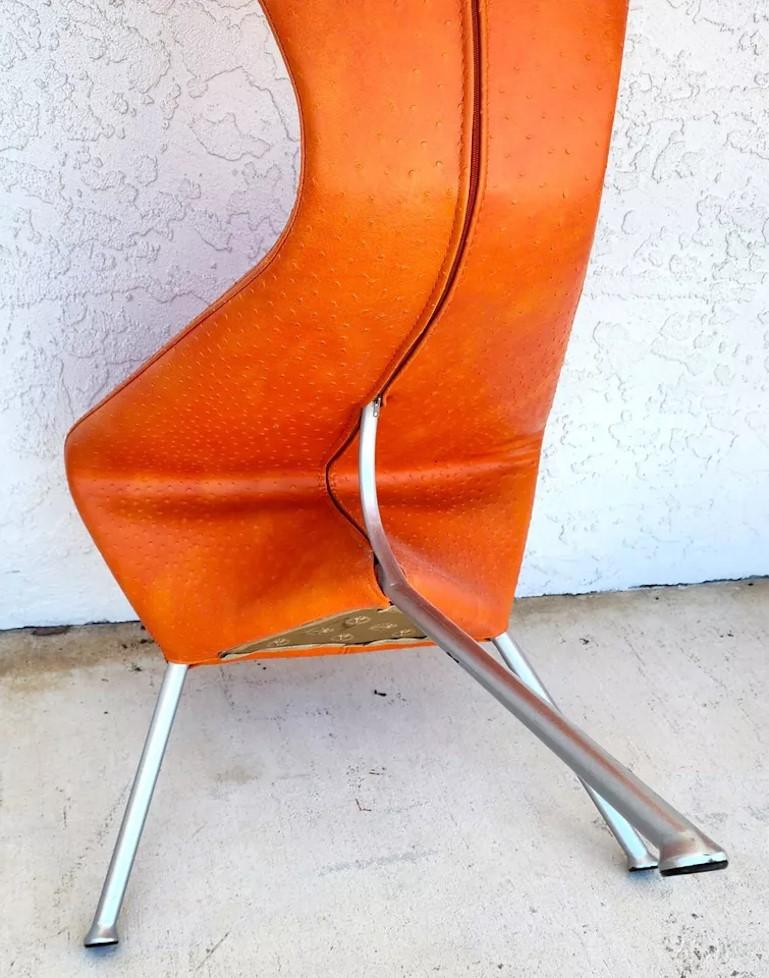 MCM Leather Dining Chairs Ostrich Italian French by La Tour Eiffel 1887 For Sale 5