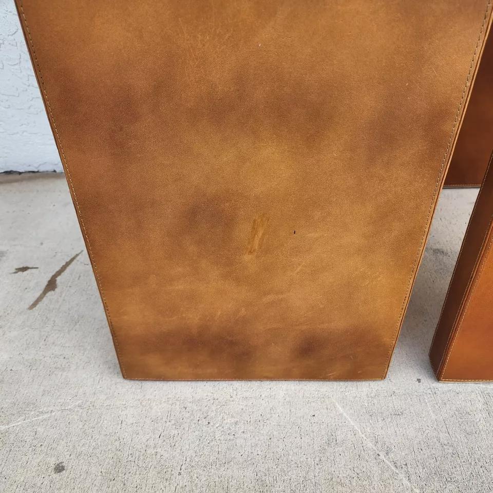 MCM Leather Wrapped Side Tables Waterfall Pair en vente 5
