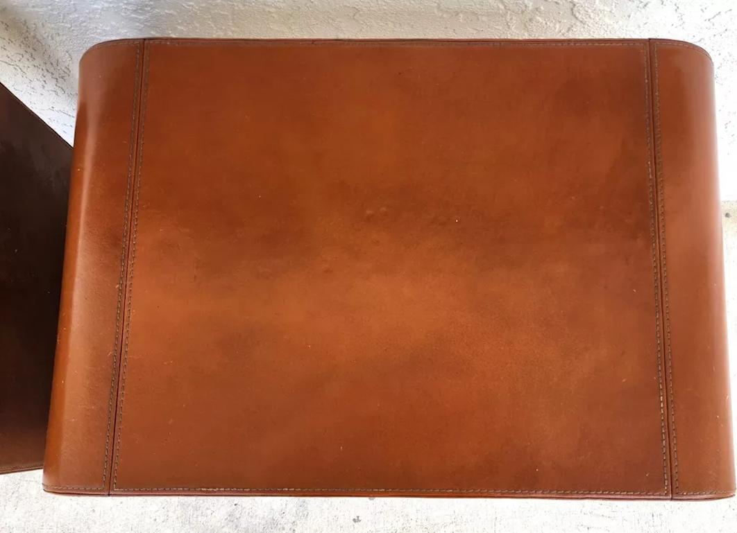 MCM Leather Wrapped Side Tables Waterfall Pair en vente 1
