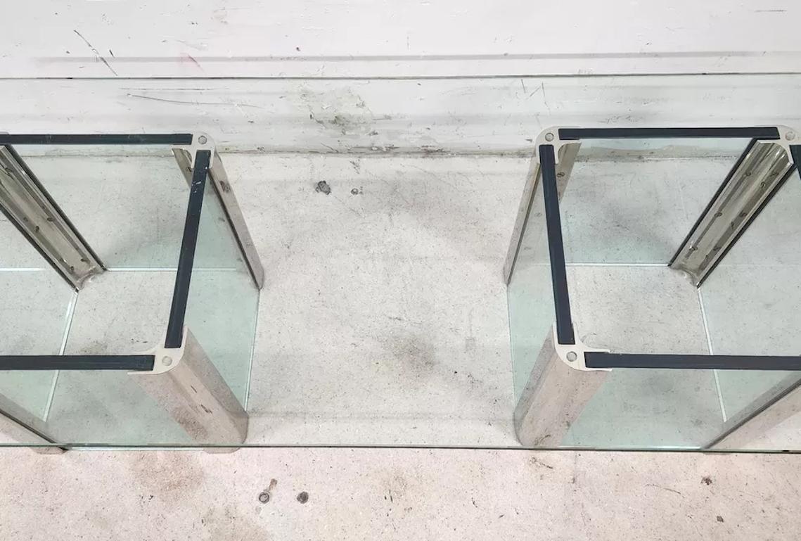 Fin du 20e siècle MCM Leon Rosen Cocktail Tables Chrome Waterfall en vente