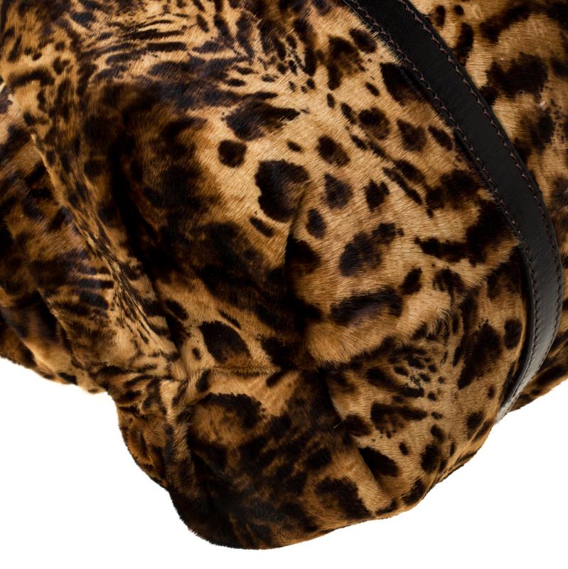 MCM Leopard Print Calfhair and Coated Canvas Tote 2