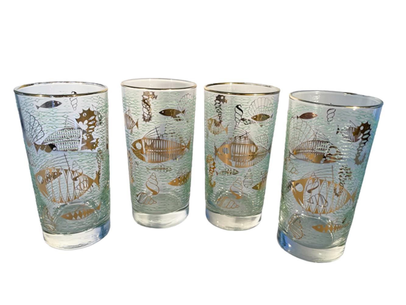 MCM Libbey-Glaswaren mit Trinkgläsern im „Marine-Leben“-Muster (Moderne der Mitte des Jahrhunderts) im Angebot
