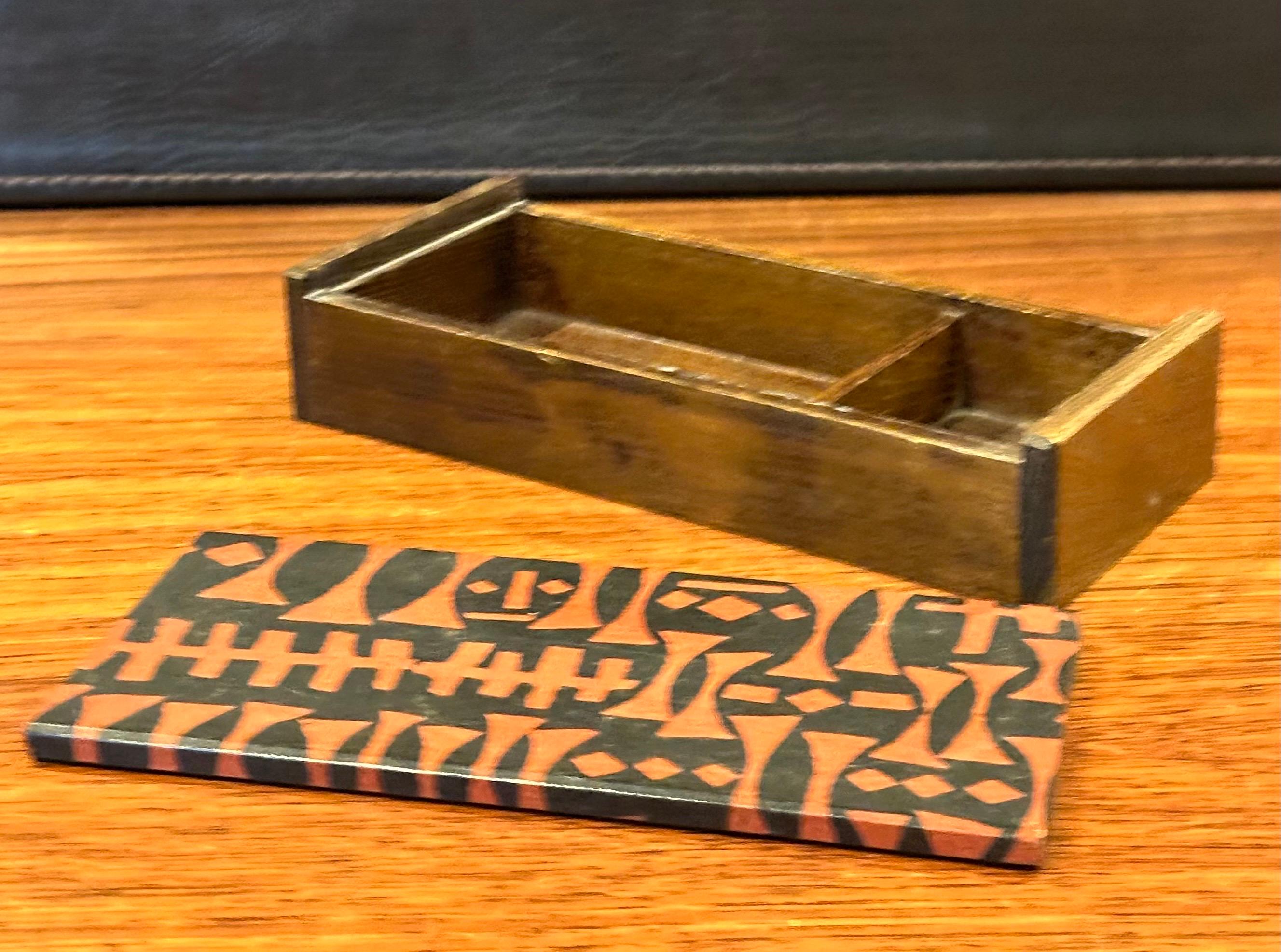 MCM Lidded Japanese Wood Trinket Box 5