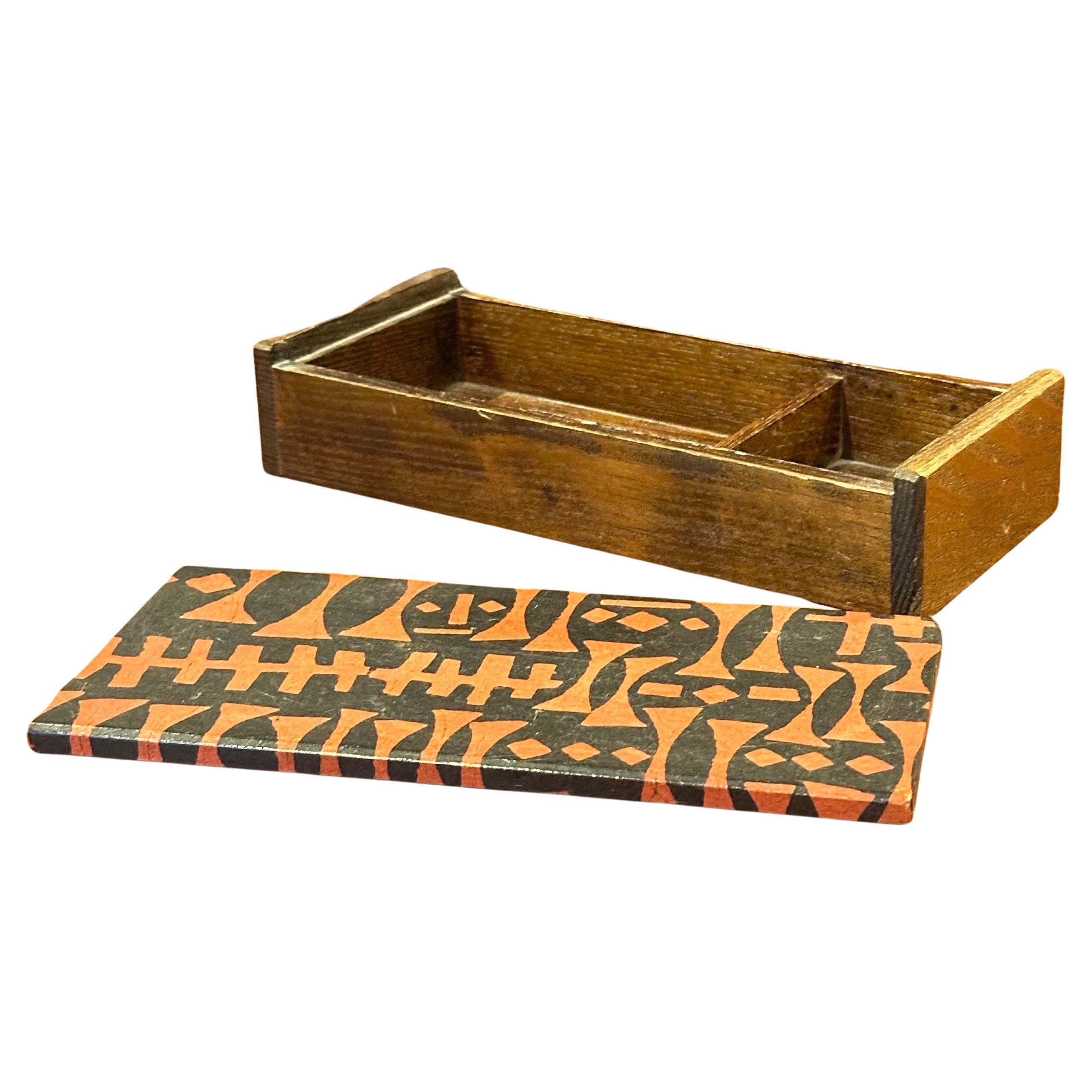 Mid-Century Modern MCM Lidded Japanese Wood Trinket Box