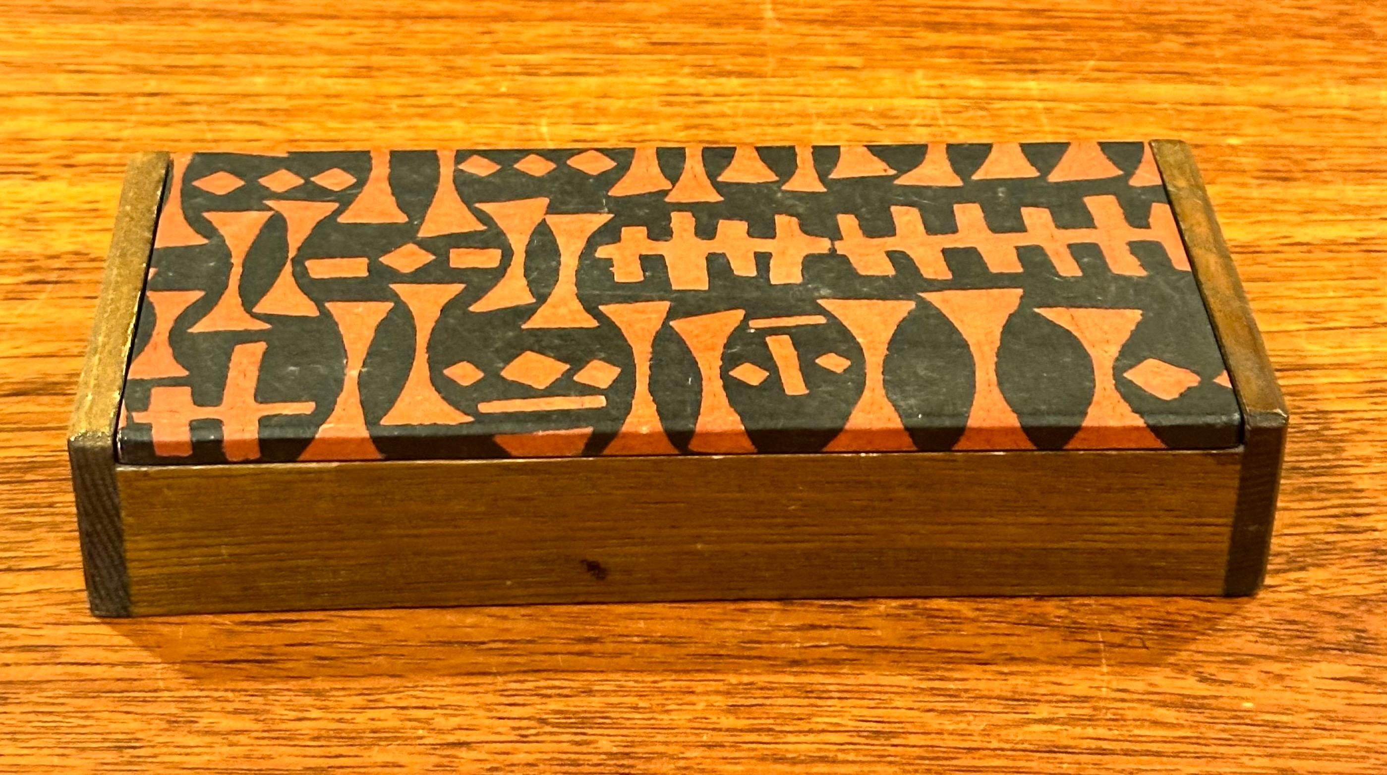 20th Century MCM Lidded Japanese Wood Trinket Box