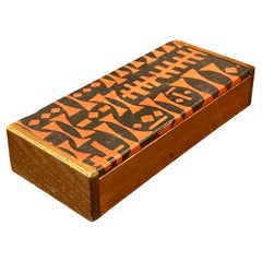 MCM Lidded Japanese Wood Trinket Box