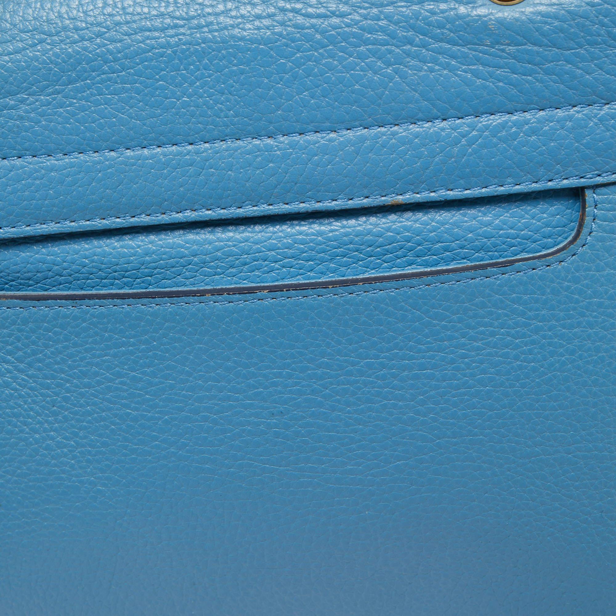 MCM Light Blue Leather First Lady Top Handle Bag For Sale 10