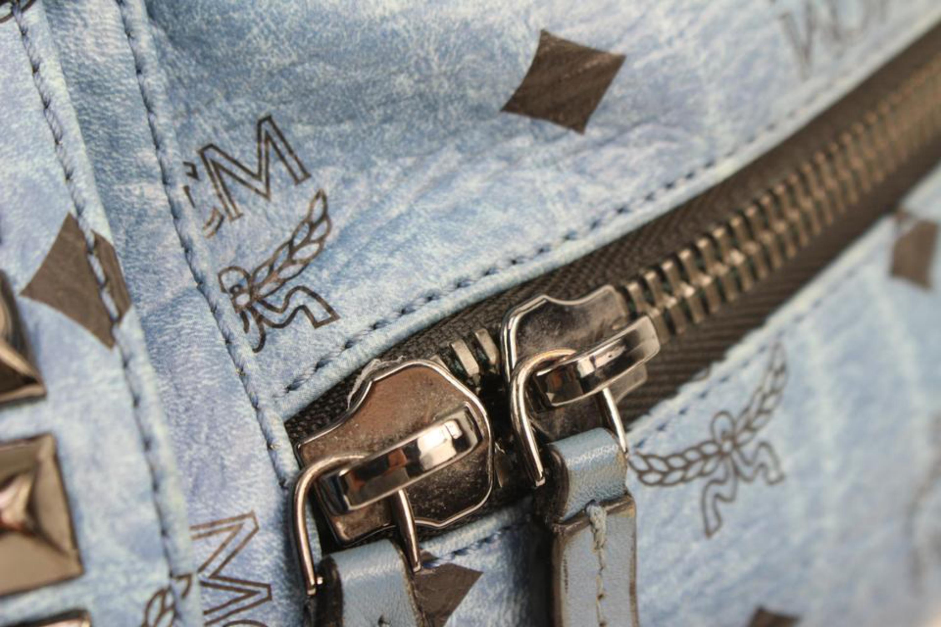 MCM Light Blue Monogram Visetos Stark Side Stud Backpack 40m217s 4