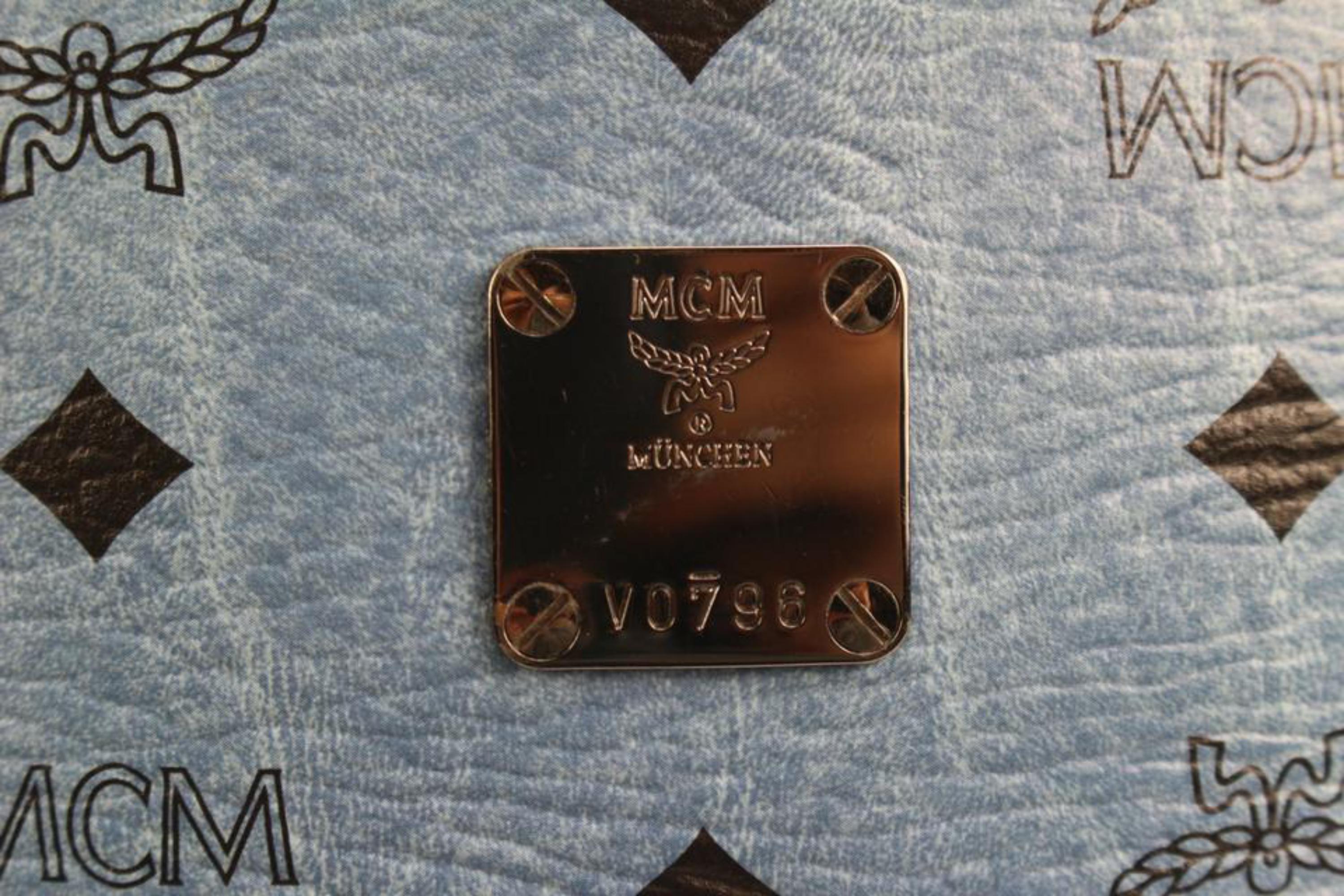 MCM Hellblauer Visetos Stark Nieten-Rucksack mit Monogramm 40m217s für Damen oder Herren