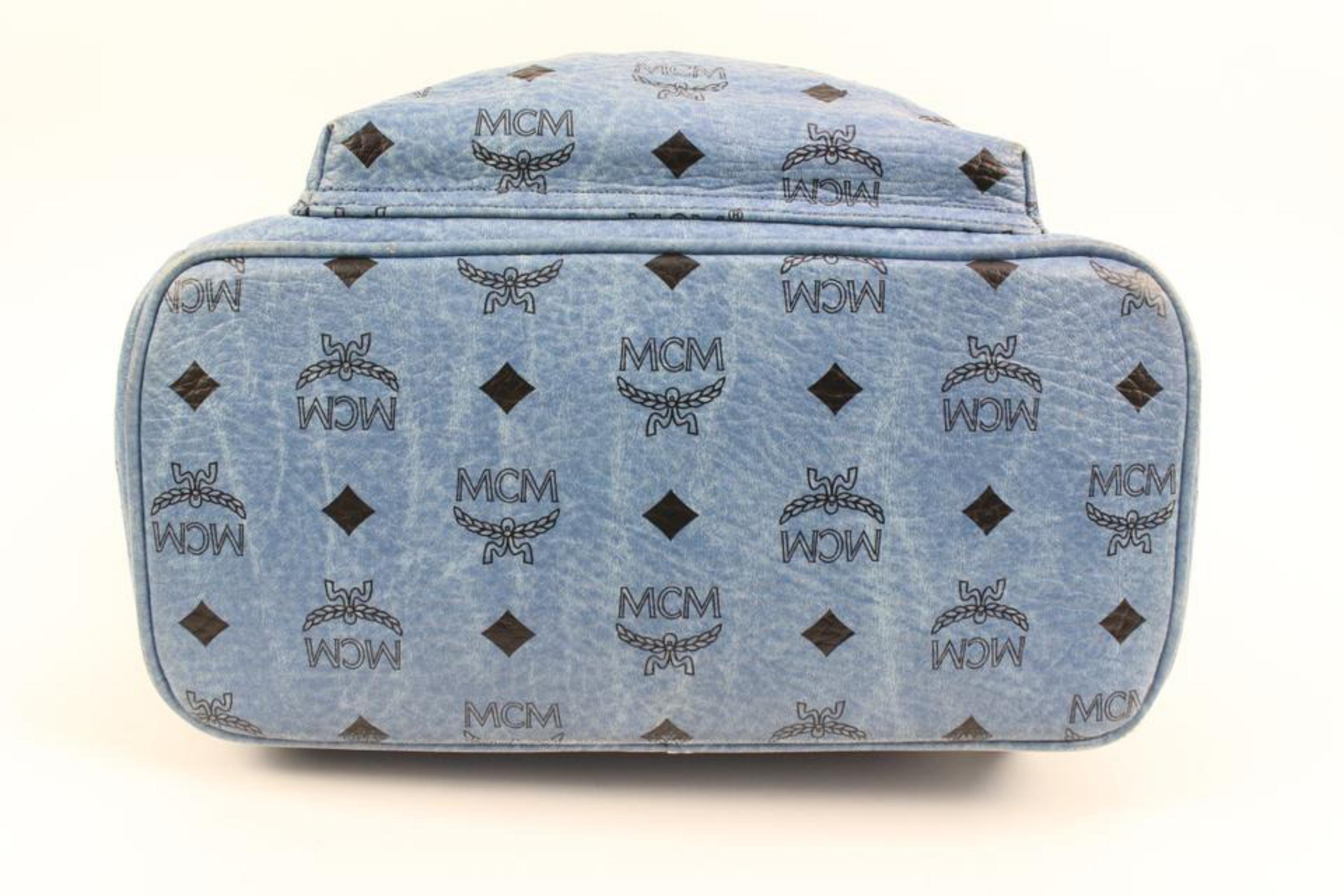 Women's or Men's MCM Light Blue Monogram Visetos Stark Side Stud Backpack 40m217s