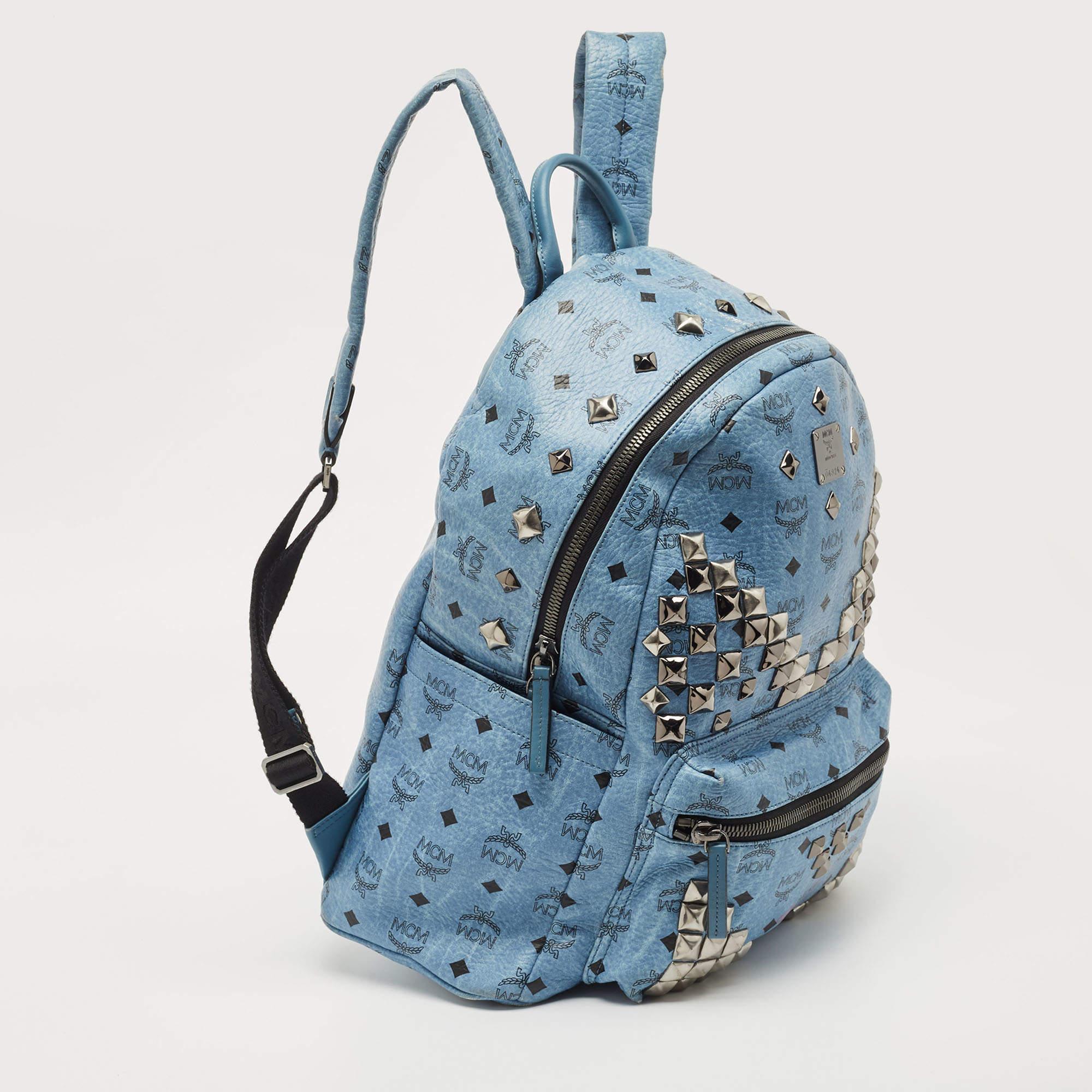 mcm blue backpack