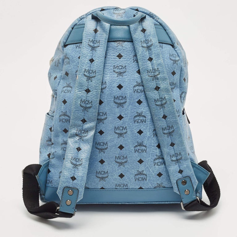 MCM Light Blue Visetos Coated Canvas and Leather Studs  display picture 1